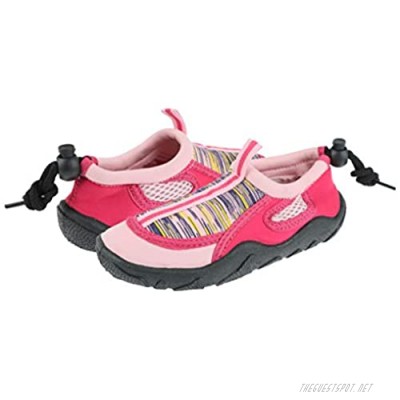 Capelli New York Girls Aqua Shoes with Striped Ribbon Bright Pink