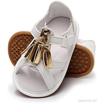 HONGTEYA Baby Girl Summer Princess Dress Sandals Tassel Infant Shoes PU Leather Rubber Soled Toddler Moccasins