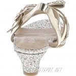Link Smart-79K Girl's Glitter Bow Strap Buckle Platform Wrapped Heel Sandals