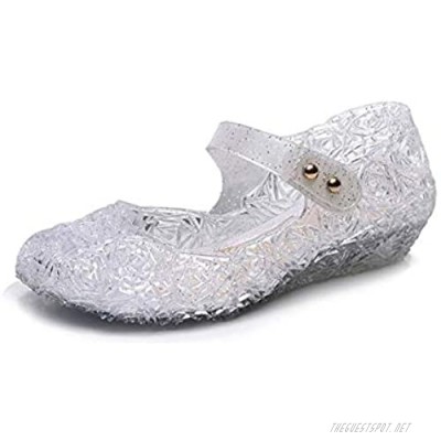 Stunner Frozen Inspired Elsa Flats Mary Jane Dance Party Cosplay Jelly Shoes Snow Queen Princess Sandals for Little Girls Toddler