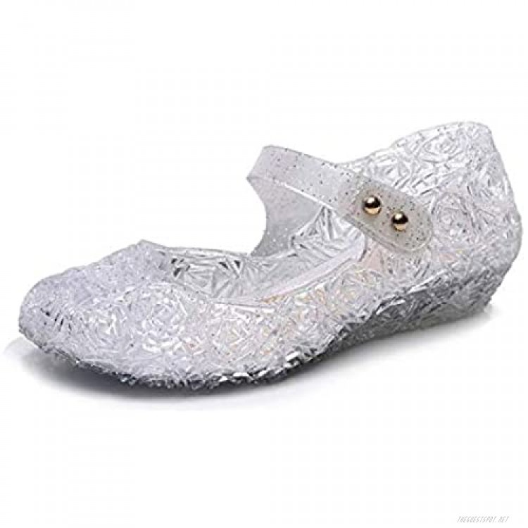 Stunner Frozen Inspired Elsa Flats Mary Jane Dance Party Cosplay Jelly Shoes Snow Queen Princess Sandals for Little Girls Toddler