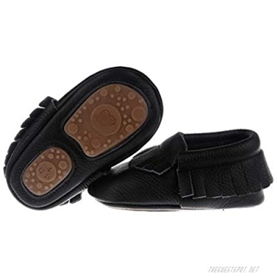 Pidoli Baby Leather Shoes-Unisex Girls Boys Moccasins Rubber Sole