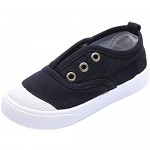 WUIWUIYU Toddlers Little Boys Girls No-Tie Slip-on Washable Causal Canvas Deck Boat Shoes Plimsolls