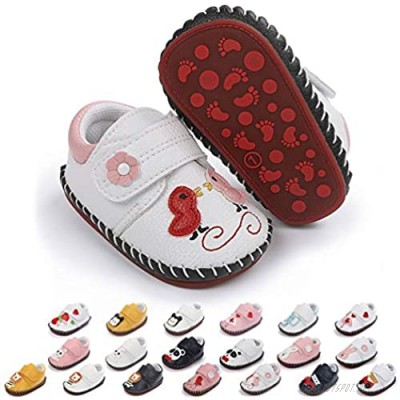 Baby Boys Girls Walking Sneakers Pu Leather Rubber Hard Sole Cartoon Infant Slippers Toddler First Walkers Crib Shoes