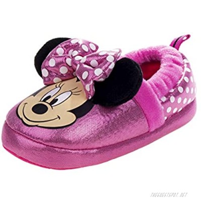 Disney Boys and Girls Soft Plush Slip-On Slippers - Minnie and Mickey Mouse