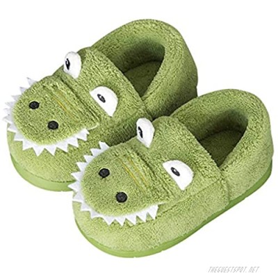 Maybolury Girls Boys Home Slippers Kids Warm Dinosaur House Slippers Fur Lined Winter Indoor Shoes