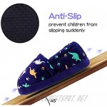 MIXIN Little Kids Boys Indoor House Slip-on Slippers Soft Warm Memory Foam Dark Blue Dinosaur