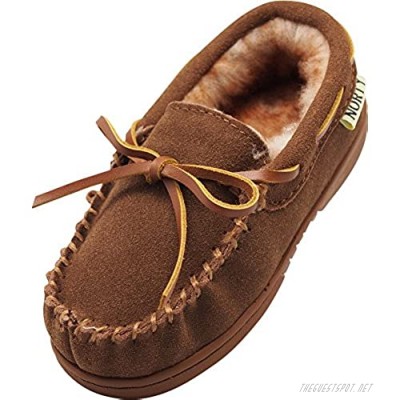 NORTY Toddler Boys Girls Unisex Suede Leather Moccasin Slip On Slippers - Runs 2 Sizes Small