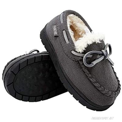 Toddler Kids' Moccasin House Shoe with Indoor Outdoor Memory Foam Sole Protection Slipper